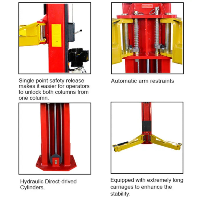 AMGO OH-18 18,000 lbs. Capacity Clear Floor Overhead Two Post Lift Features