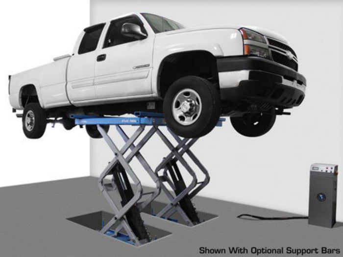 Atlas FM-9SL Flush Mount Full Rise Scissor Lift Shown With Optional Support Bars