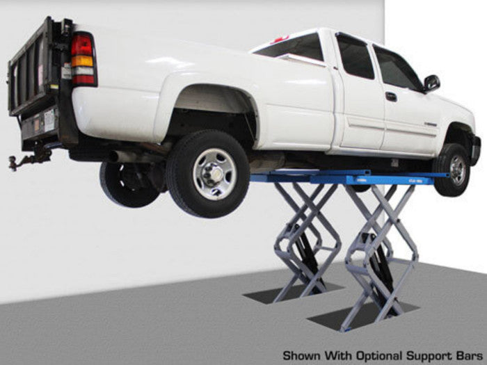 Atlas FM-9SL Flush Mount Full Rise Scissor Lift Shown With Optional Support Bars