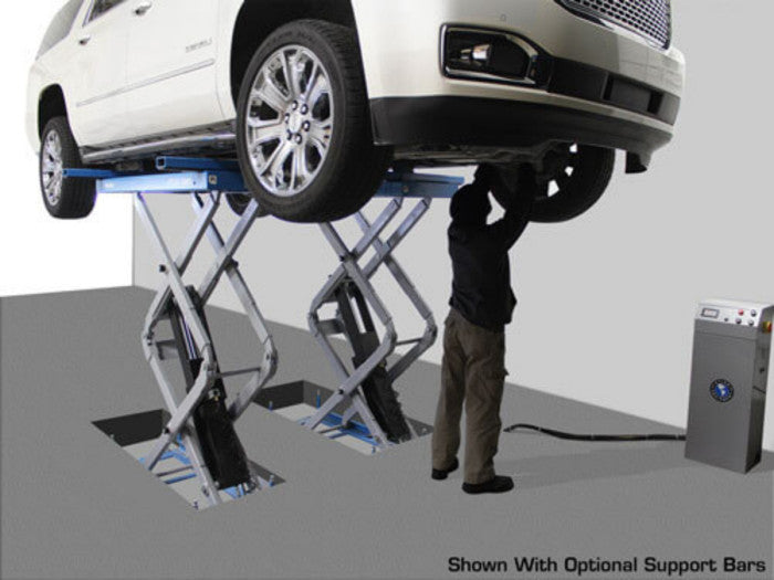 Atlas FM-9SL Flush Mount Full Rise Scissor Lift Shown With Optional Support Bars