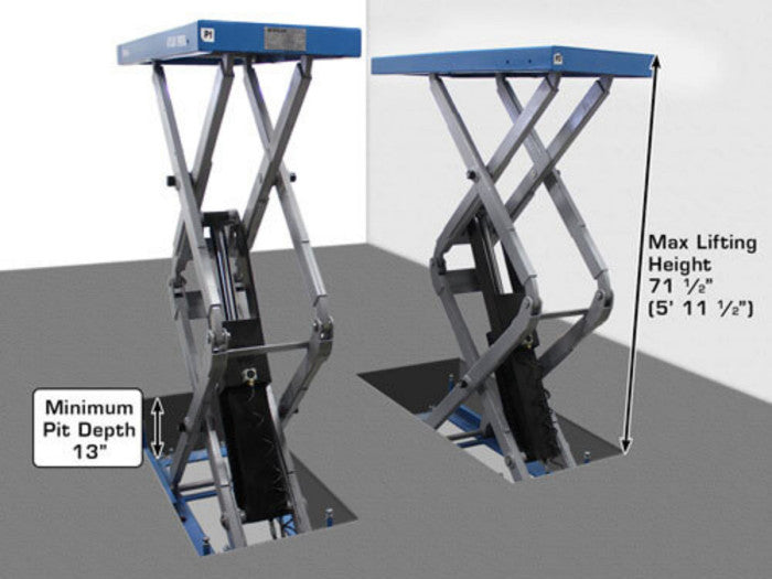 Atlas FM-9SL Flush Mount Full Rise Scissor Lift Max Height 71-1/2"