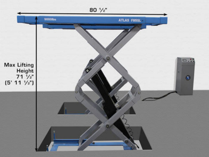 Atlas FM-9SL Flush Mount Full Rise Scissor Lift Platform Length 80-/2"