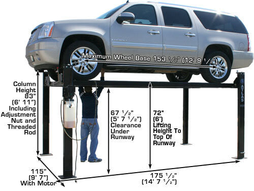 Atlas Garage Pro 8000 Portable Hobbyist8,000 lbs. Capacity Four Post Lift