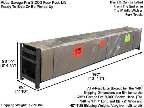 Atlas Garage Pro 8000 Portable Hobbyist8,000 lbs. Capacity Four Post Lift