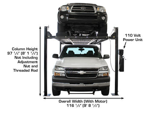 Atlas Garage Pro 8000EXT-L Portable Hobbyist 8,000 lbs. Capacity Four Post Lift (EXTRA TALL, EXTRA LONG)