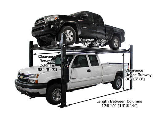 Atlas Garage Pro 8000EXT-L Portable Hobbyist 8,000 lbs. Capacity Four Post Lift (EXTRA TALL, EXTRA LONG)