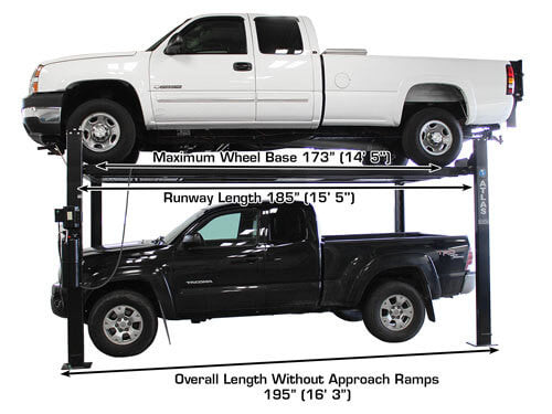 Atlas Garage Pro 8000EXT-L Portable Hobbyist 8,000 lbs. Capacity Four Post Lift (EXTRA TALL, EXTRA LONG)