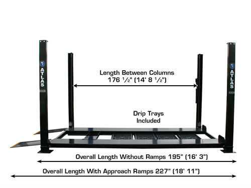 Atlas Garage Pro 8000EXT-L Portable Hobbyist 8,000 lbs. Capacity Four Post Lift (EXTRA TALL, EXTRA LONG)