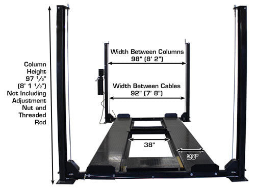 Atlas Garage Pro 8000EXT-L Portable Hobbyist 8,000 lbs. Capacity Four Post Lift (EXTRA TALL, EXTRA LONG)
