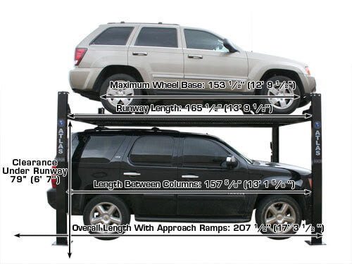 Atlas Garage Pro 8000EXT Portable Hobbyist8,000 lbs. Capacity Four Post Lift (EXTRA TALL) 