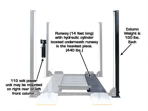Atlas Garage Pro 8000EXT Portable Hobbyist8,000 lbs. Capacity Four Post Lift (EXTRA TALL) 