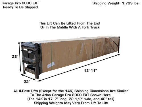 Atlas Garage Pro 8000EXT Portable Hobbyist8,000 lbs. Capacity Four Post Lift (EXTRA TALL) 