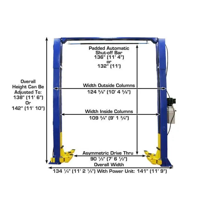 Atlas 9KOHX Overhead Two Post Lift + Lawn Mower Adapter Combo