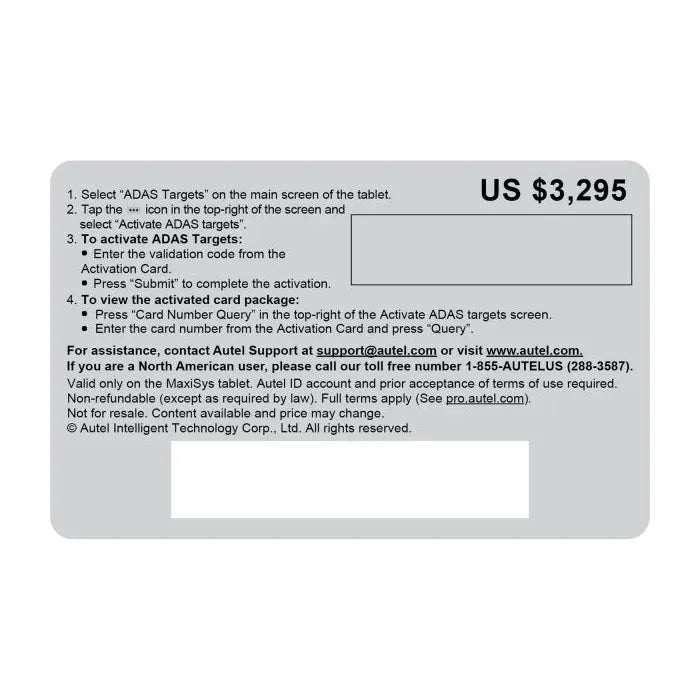 Autel IA1000 Digital Targets Upgrade CardFor Use With IA1000 ADAS Calibration Systems