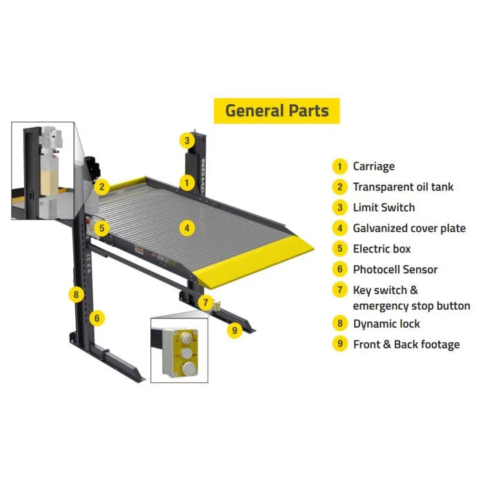 BendPak PL-6000DCX Two Post Wide Parking LiftSafety Features