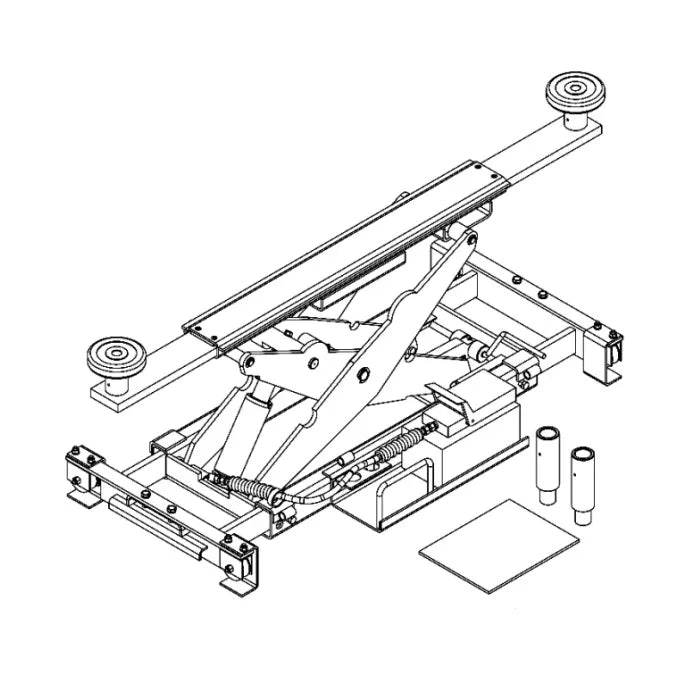 BendPak RJ45LP Low-Profile Rolling Bridge Jack Line Drawing