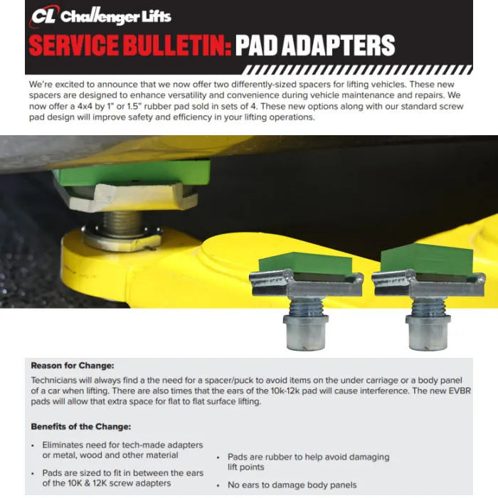 Challenger Lifts EVRB-10 1" 4x4 Green Rubber Block Kit Screw Pads Not Included