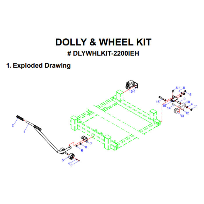 iDEAL 2200IEH Series Dolly and Wheel Kit Exploded Drawing