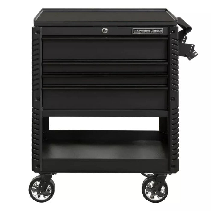 Extreme Tools EX Pro 33" 4 Drawer Deluxe Tool Cart Matte Black with Black Drawer Pulls