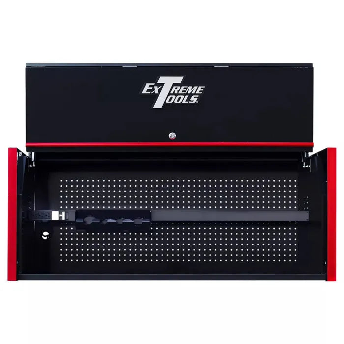 Extreme Tools RX Professional Series 55" Extreme Power Workstation Hutch Blue with Black Accents Shown with Rolling Cabinet