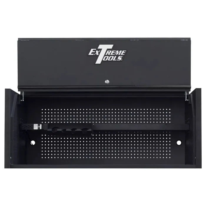 Extreme Tools RX Professional Series 55" Extreme Power Workstation Hutch Orange with Black Accents Shown with Rolling Cabinet