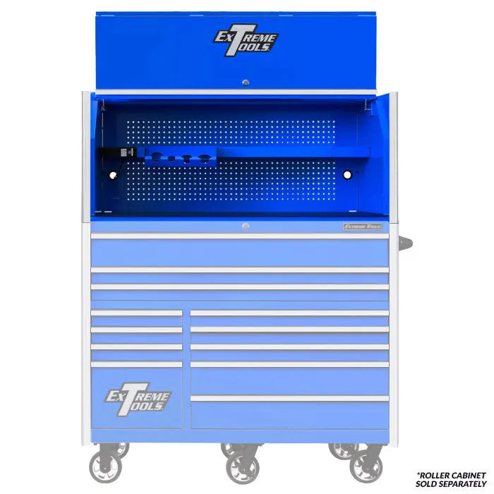 Extreme Tools RX Professional Series 55" Extreme Power Workstation Hutch Blue with Chrome Accents