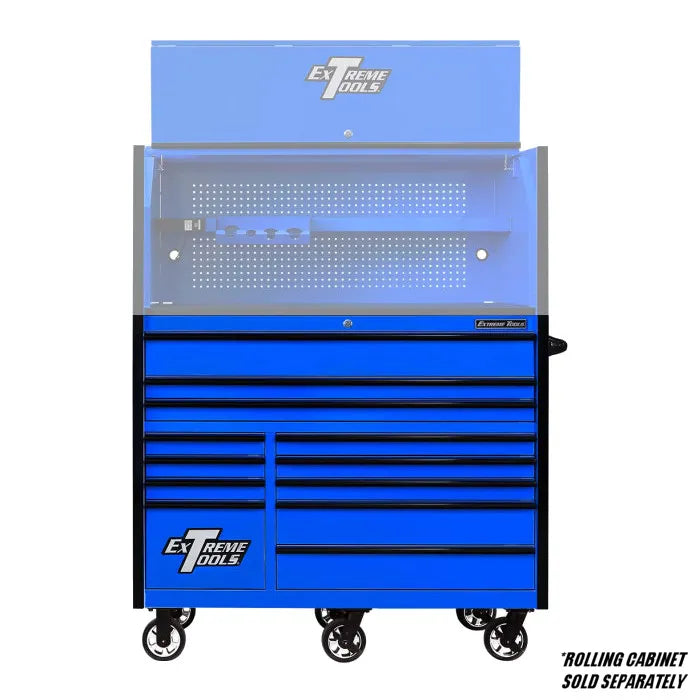 Extreme Tools RX Professional Series 55" Rolling Cabinet Black with Red Drawer Pulls Shown with Rolling Cabinet