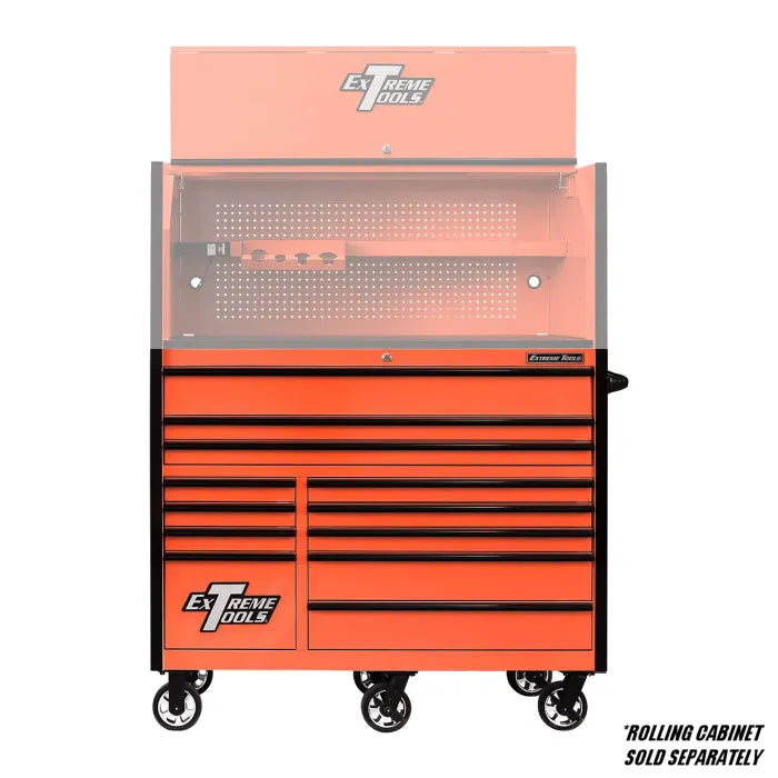 Extreme Tools RX Professional Series 55" Rolling Cabinet Blue with Black Drawer Pulls Shown with Rolling Cabinet