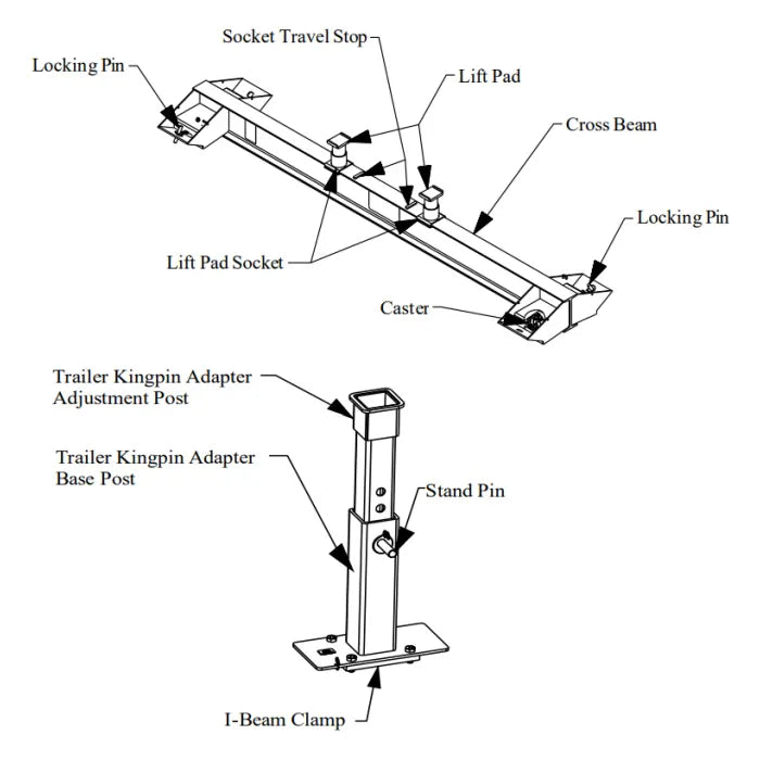 MAHLE CAD-120ML Trailer King Pin Adapter For Use With CAD-CB Crossbeam Adapter Diagram