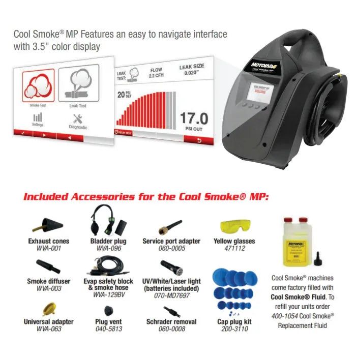 MotorVac CoolSmoke MP Leak Detection Using White and UV Flash Light