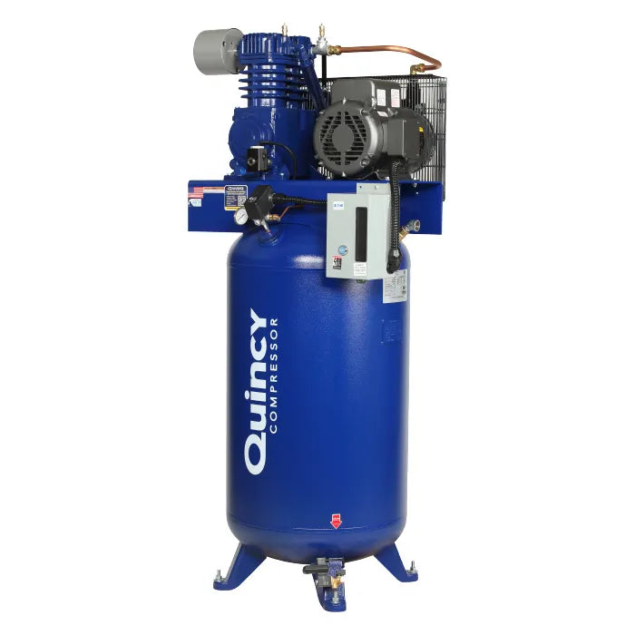 Quincy 271C80VCB23M QT-7.5 Max Reciprocating Air Compressor QT Max Package 7.5HP 230 Volt 1 Phase 80 Gallon Vertical Tank