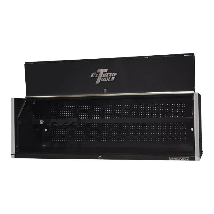 Extreme Tools RX Professional Series 72" Extreme Power Workstation Hutch in Matte Black with Chrome Accents