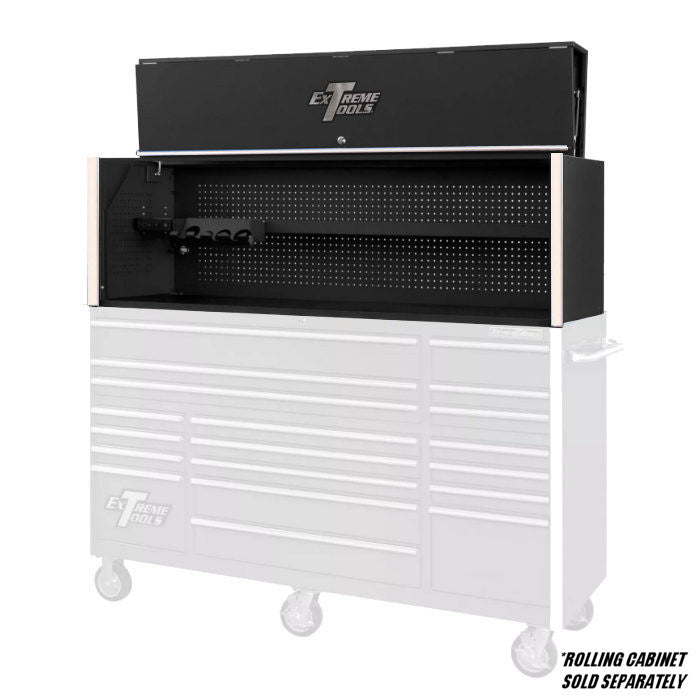 Extreme Tools RX Professional Series 72" Extreme Power Workstation Hutch in Matte Black with Chrome Accents