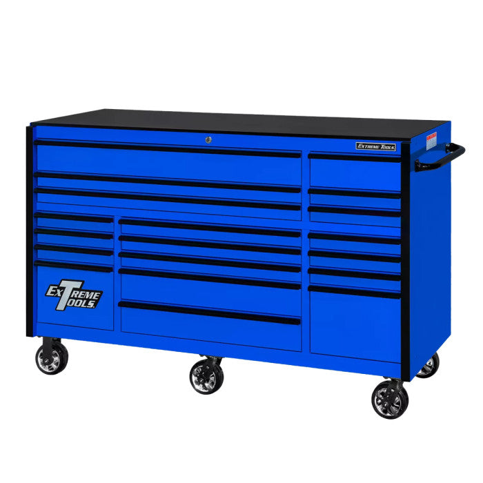 Extreme Tools RX Pro 72" Rolling Cabinet in Blue with Black Accents