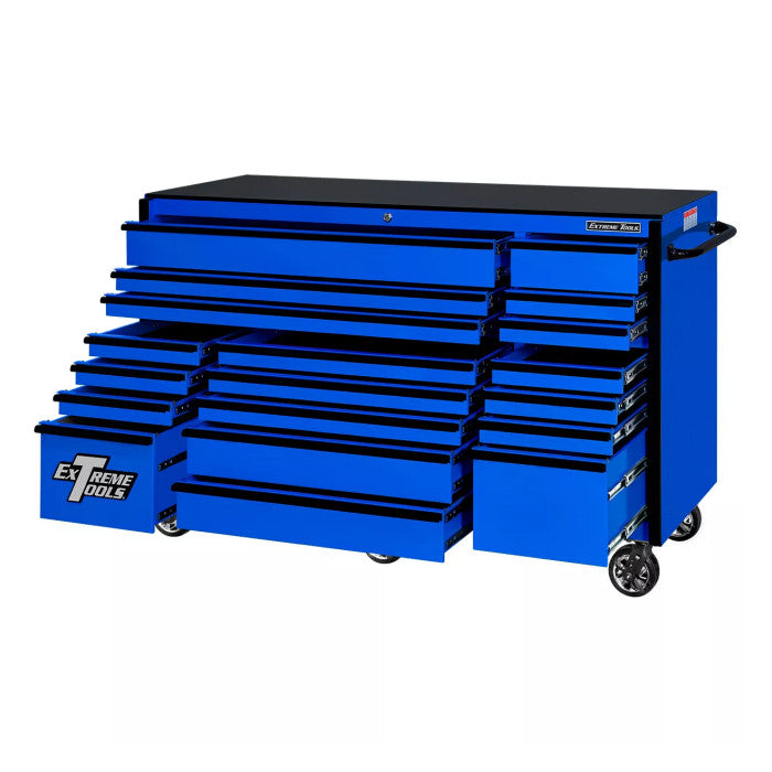 Extreme Tools RX Pro 72" Rolling Cabinet in Blue with Black Accents