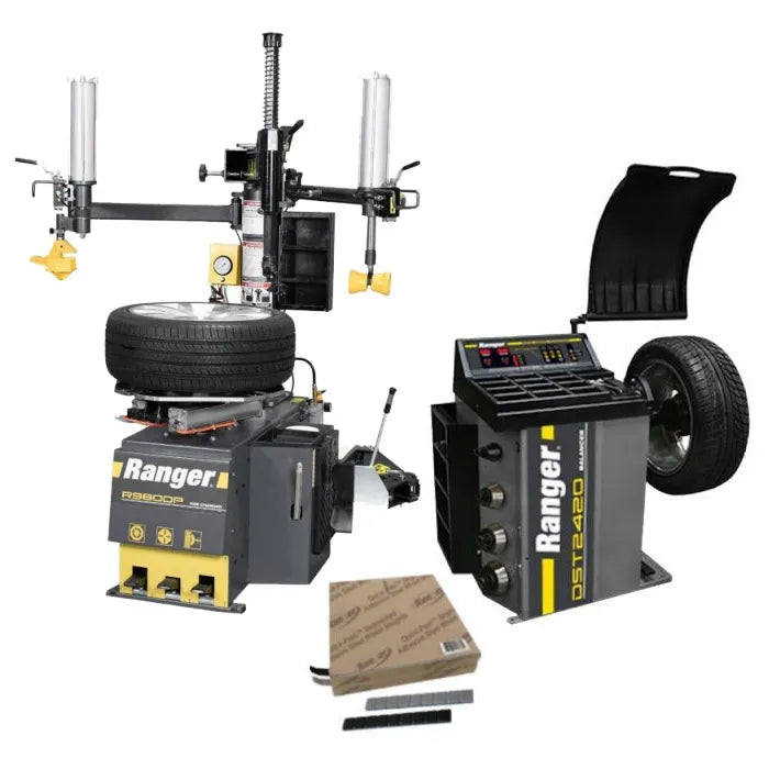 Ranger R980DP Swing-Arm Tire Changer & Dual Tower Assist In Use