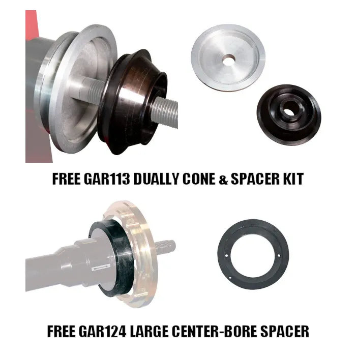 Rotary R155 Now Includes GAR113 Dually Cone & Spacer Kit and GAR124 Large Center-Bore Spacer Truck Adapter