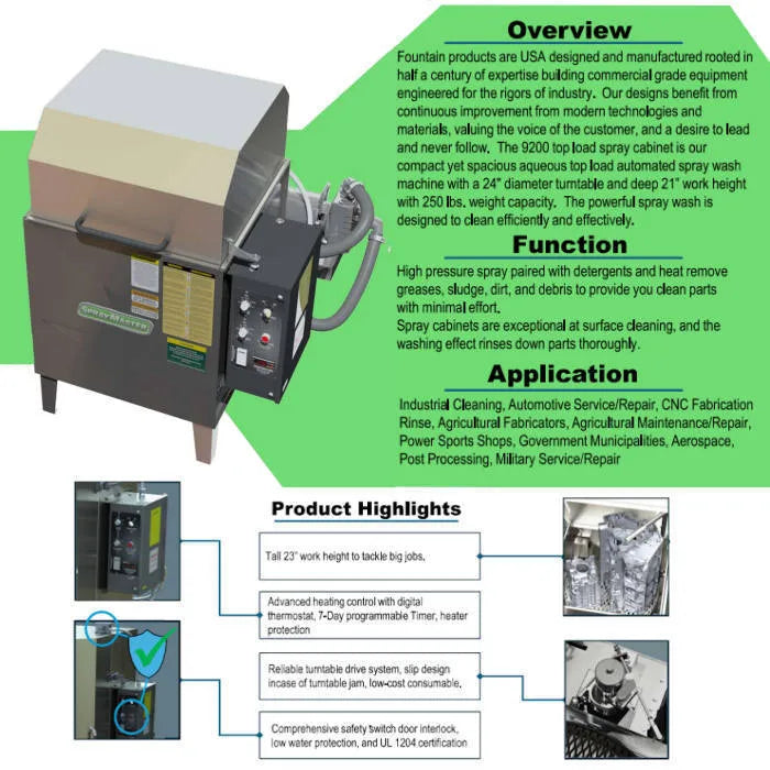 SprayMaster SM9200SS 30 Gal Stainless Spray Wash Cabinet Interior
