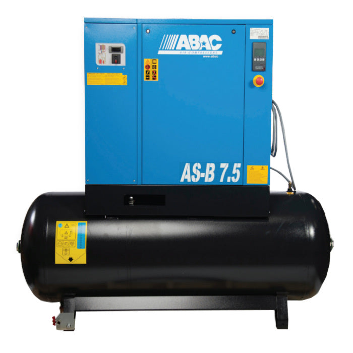 ABAC AS-7.5501TM 7.5HP Rotary Screw Air Compressor Professional Stationary 150PSI 27.1CFM 71 Gallon Tank Mount