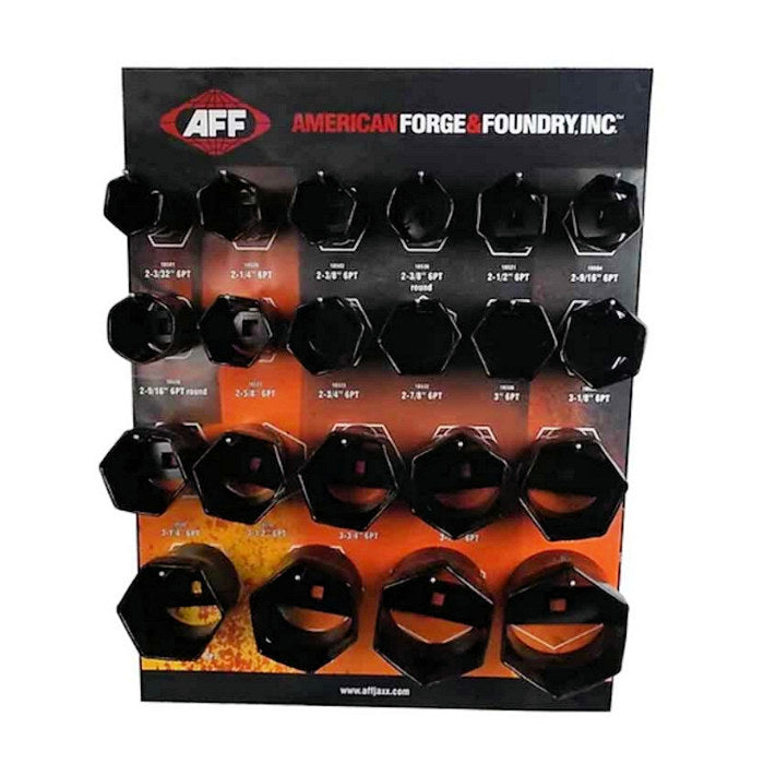 AFF 18560P 6-Point Axle Nut Socket Set with Display Board, Peg Hooks, and Mounting Hardware