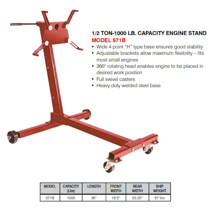 AFF 571B Rotating Engine Stand 1,000 lbs. Capacity