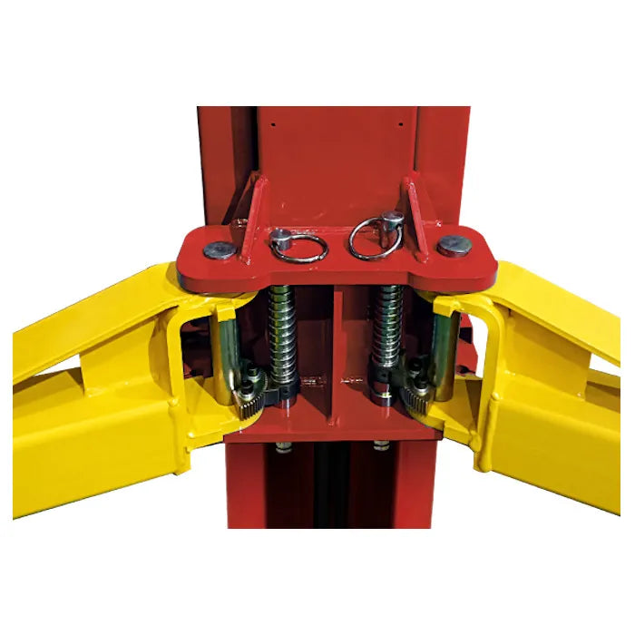 Lifting arms lock automatic release device, high strength gear rack, more stable and reliable.
