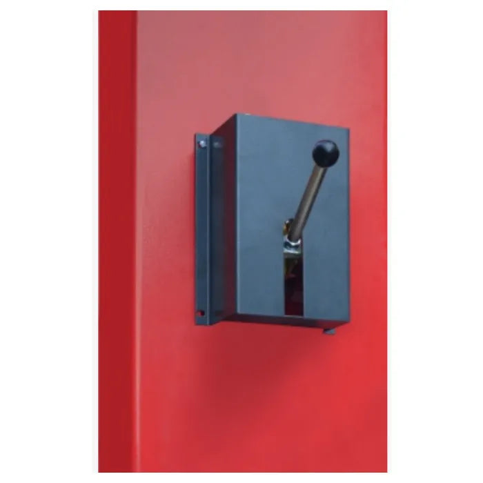 Single point safety release makes it easier for operators to unlock both columns locks from one column.