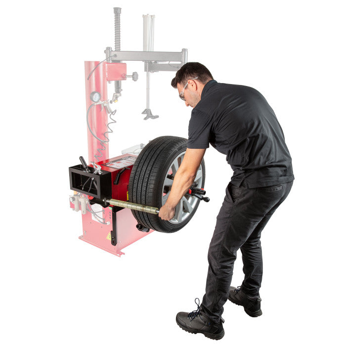 APEX AB24M Post-Mount Wheel Balancer In Use 
