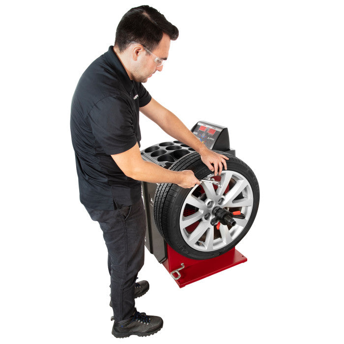APEX AB28 Digital Wheel Balancer In Use 