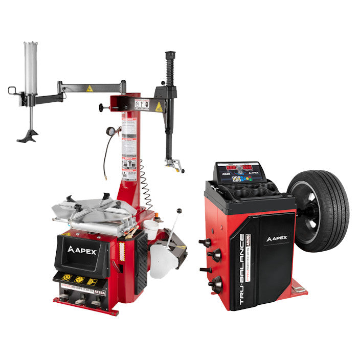 APEX AT26A Tire Changer + AB28 Wheel Balancer Combo 
