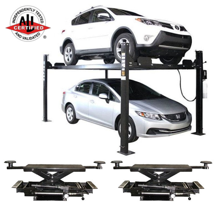 Atlas Apex 8 ALI Certified Four Post Lift 8,000 lbs. Capacity + RJ35 Hydraulic Sliding Jacks 3,500 lbs. Capacity Combo