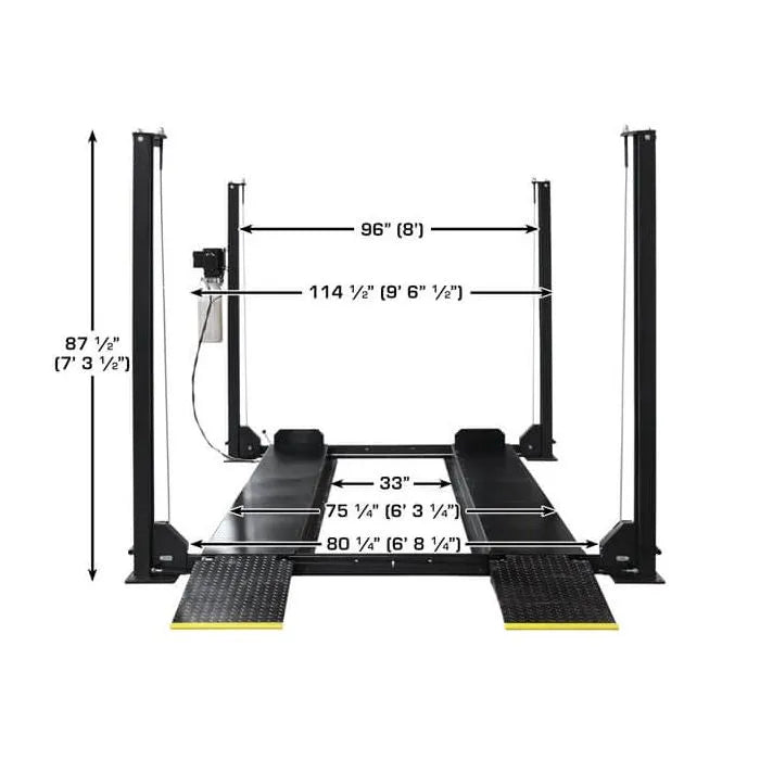 Atlas Apex 8 ALI Certified Four Post Lift Specifications