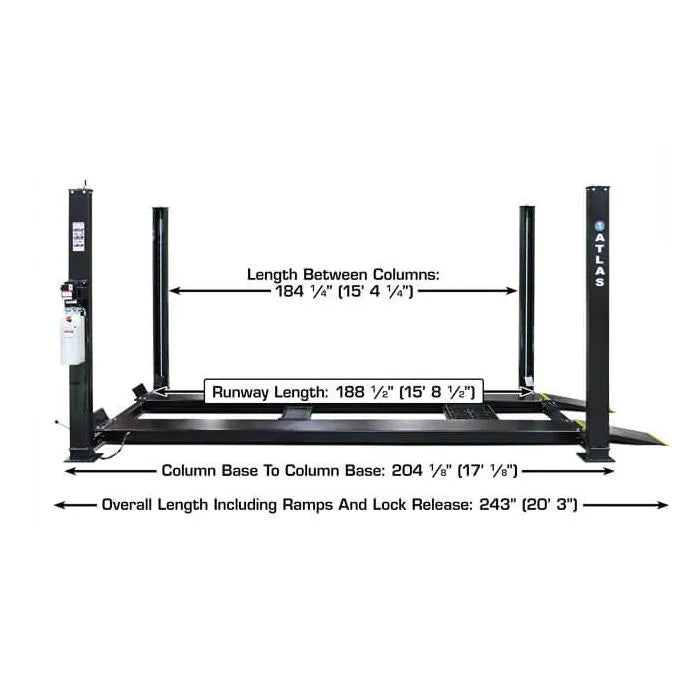 Atlas Apex 9 ALI Certified Four Post Lift Specifications