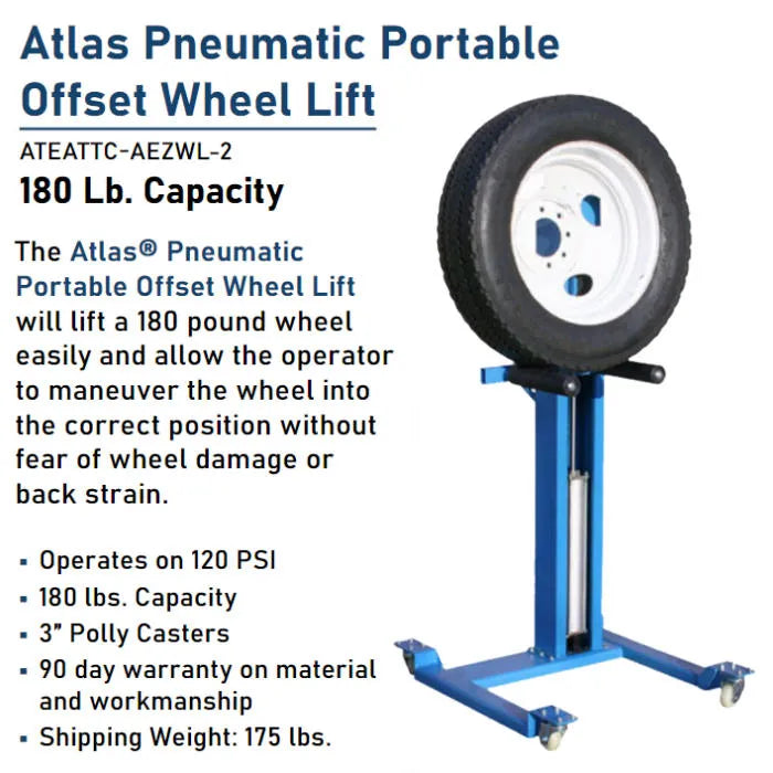 Atlas AEZWL Pneumatic Offset Portable Wheel Lift Features & Specifications